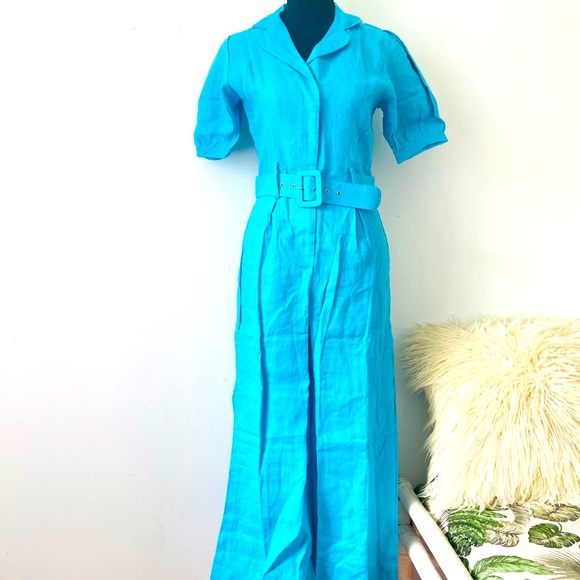 Faithfull the Brand Pants - Faithful The Brand Size XS /6 Frederikke Boilersuit in Plain Blue Topaz Jumpsuit